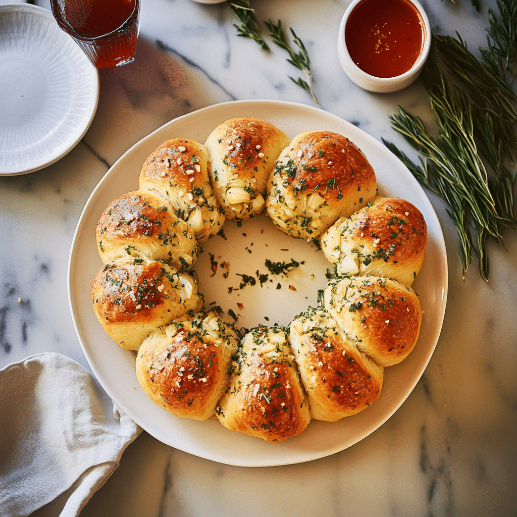 Pull Apart Garlic Bread Wreath