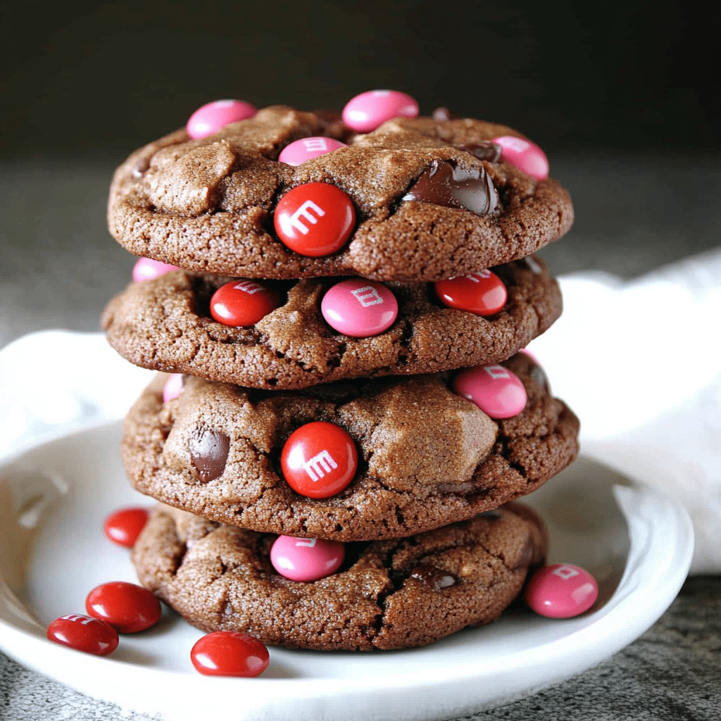 Big Chocolate M&M Valentine’s Day Cookies