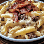 Loaded Bacon Cheeseburger Alfredo Pasta