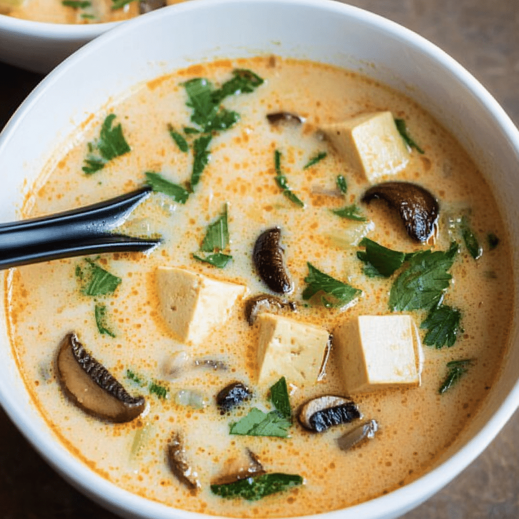 Thai Coconut Soup (Vegan, with Tofu + Mushrooms)