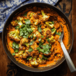 Spice-Roasted Cauliflower in Coconut Tomato Sauce with Lentils