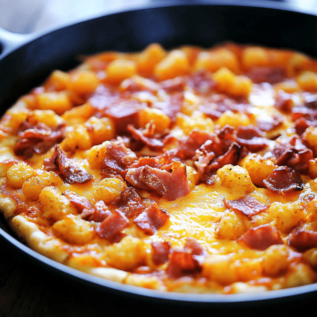 Tater Tot Breakfast Pizza