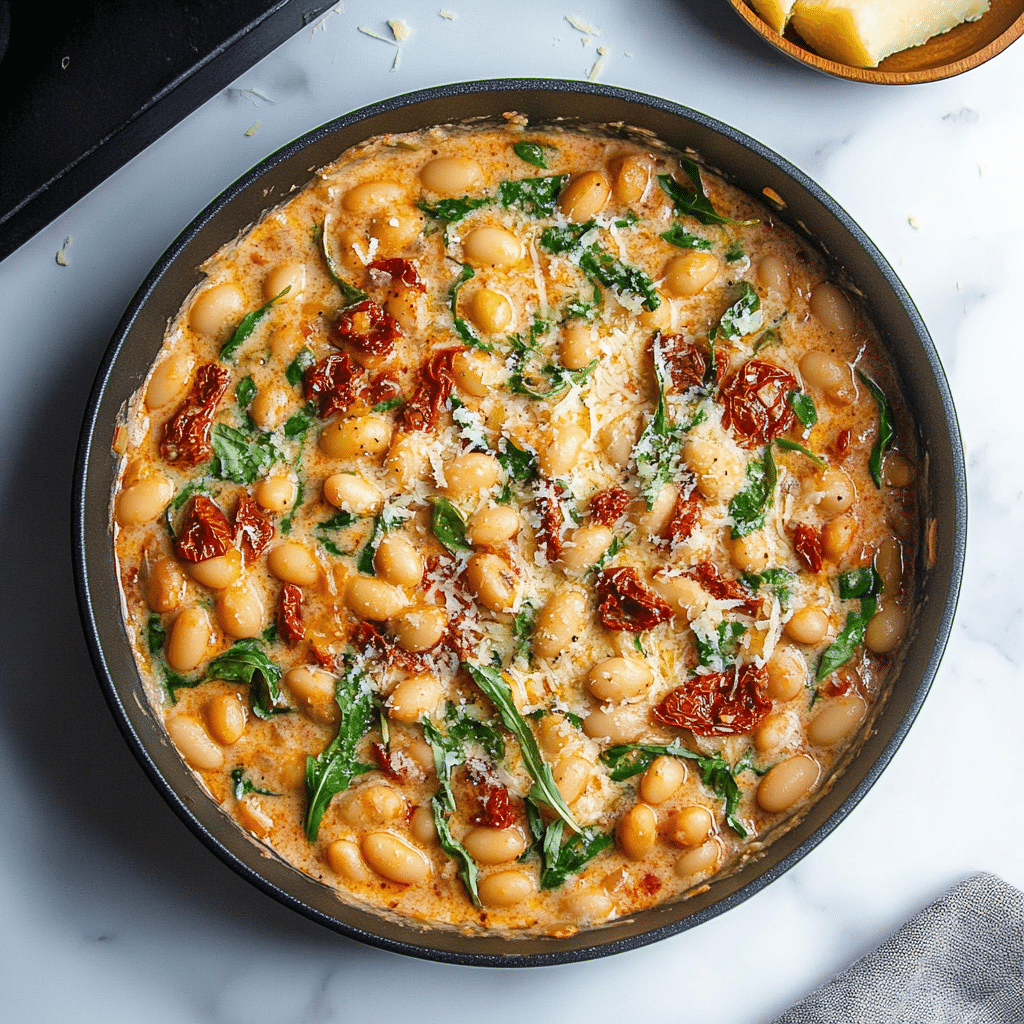Creamy One Pot Sundried Tomato White Beans