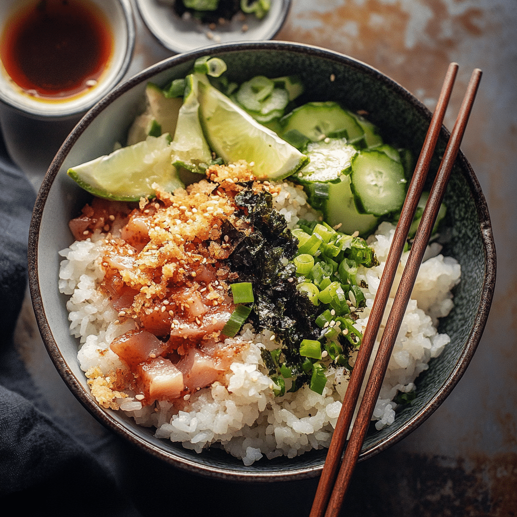 Spicy Tuna Sushi Bowl with Crispy Rice