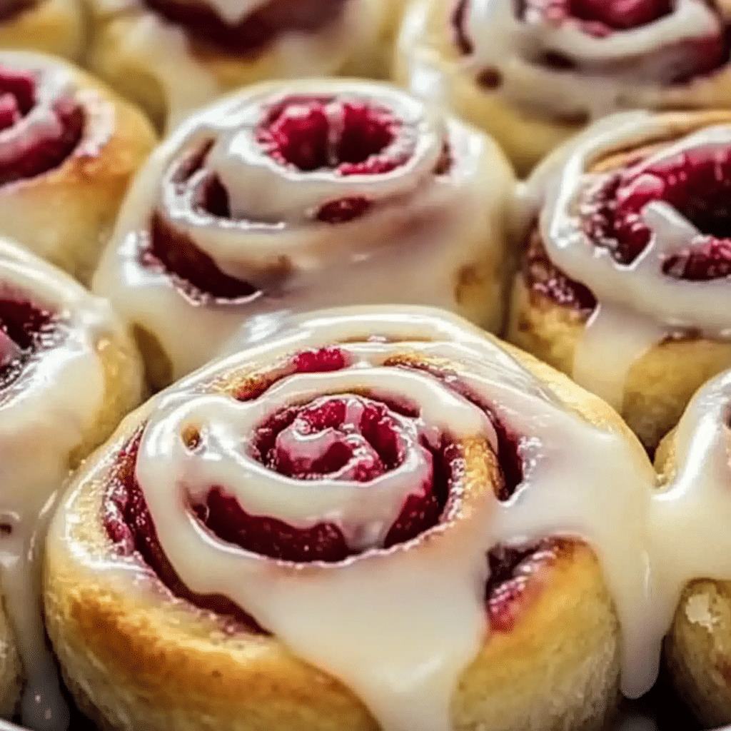 Raspberry Cinnamon Rolls with Lemon Glaze