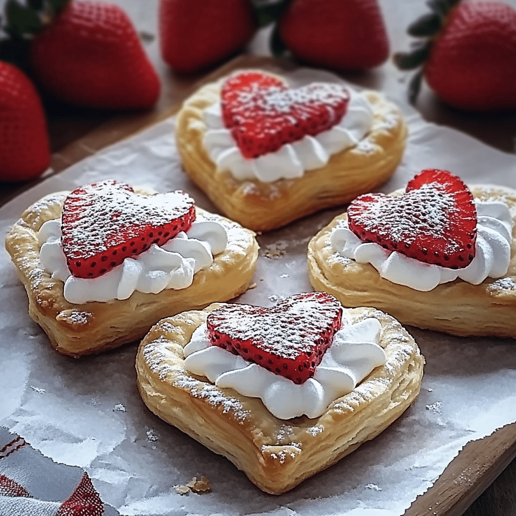 Strawberry Puff Pastry Hearts