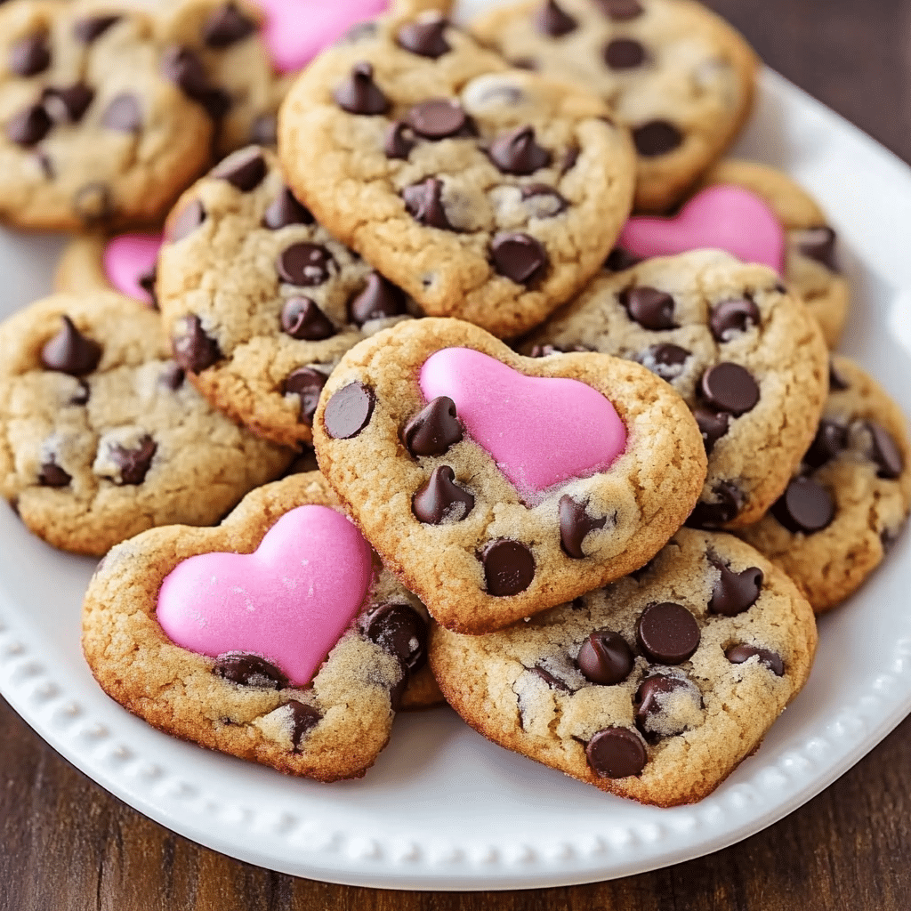 Heart-Shaped Chocolate Chip Cookies