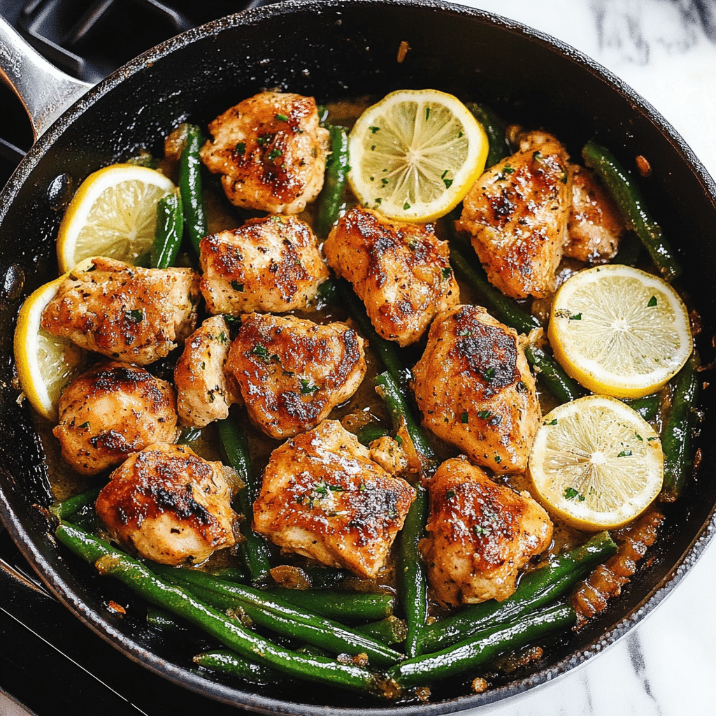 Lemon Garlic Butter Chicken and Green Beans Skillet