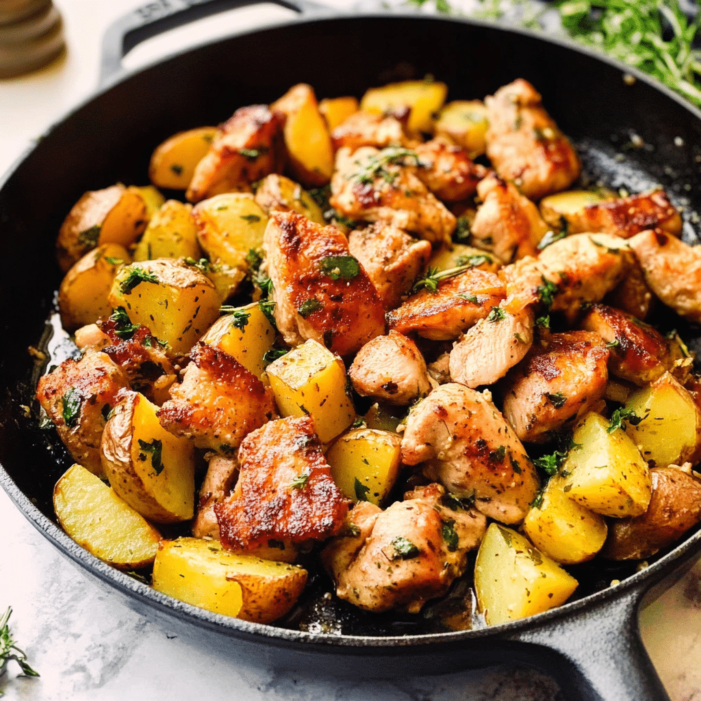 Garlic Butter Chicken and Potatoes Skillet