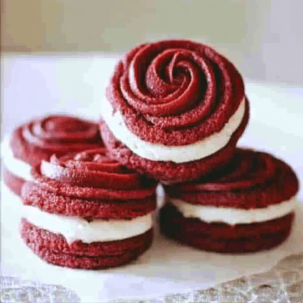 Red Velvet Rose Sandwich Cookies