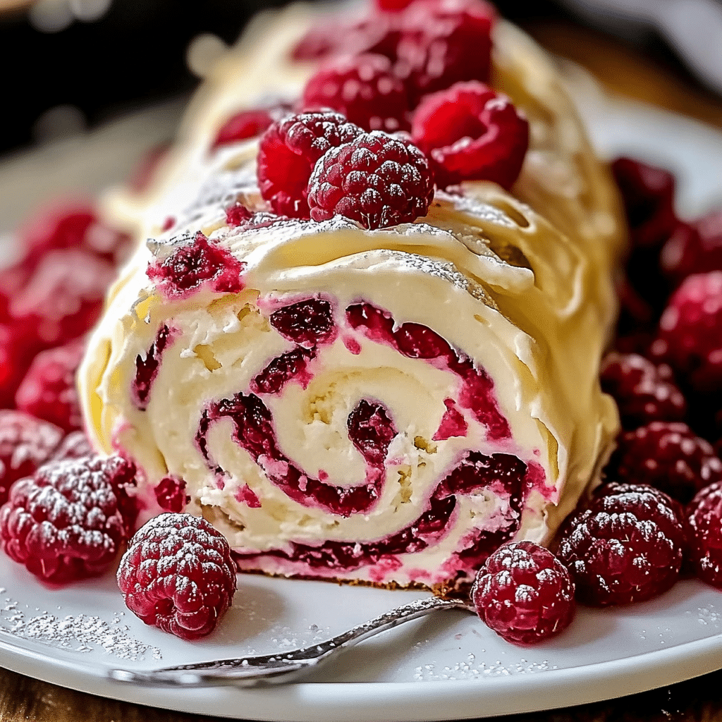 Raspberry White Chocolate Cake Roll Recipe