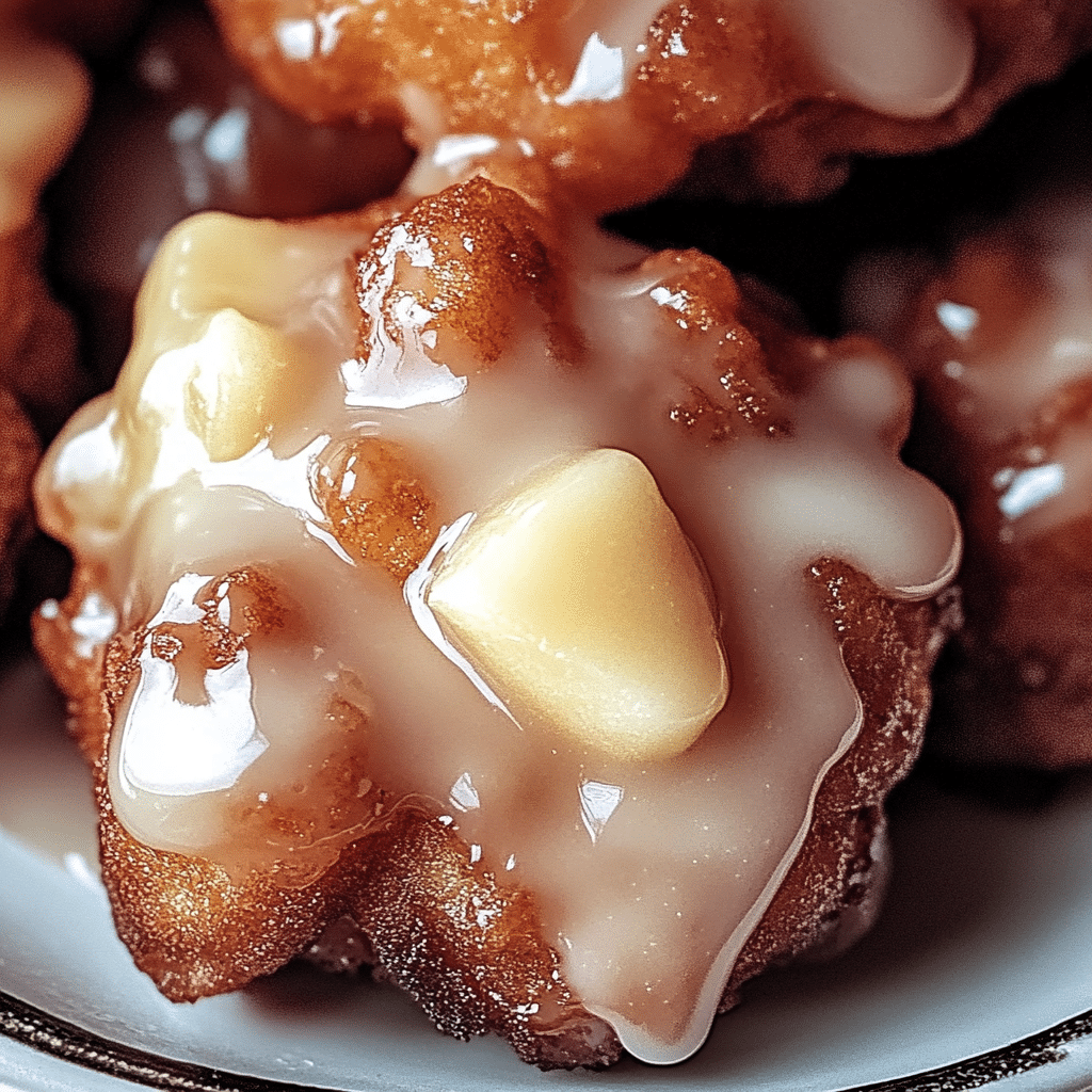Soft Cinnamon Apple Fritters with Vanilla Glaze