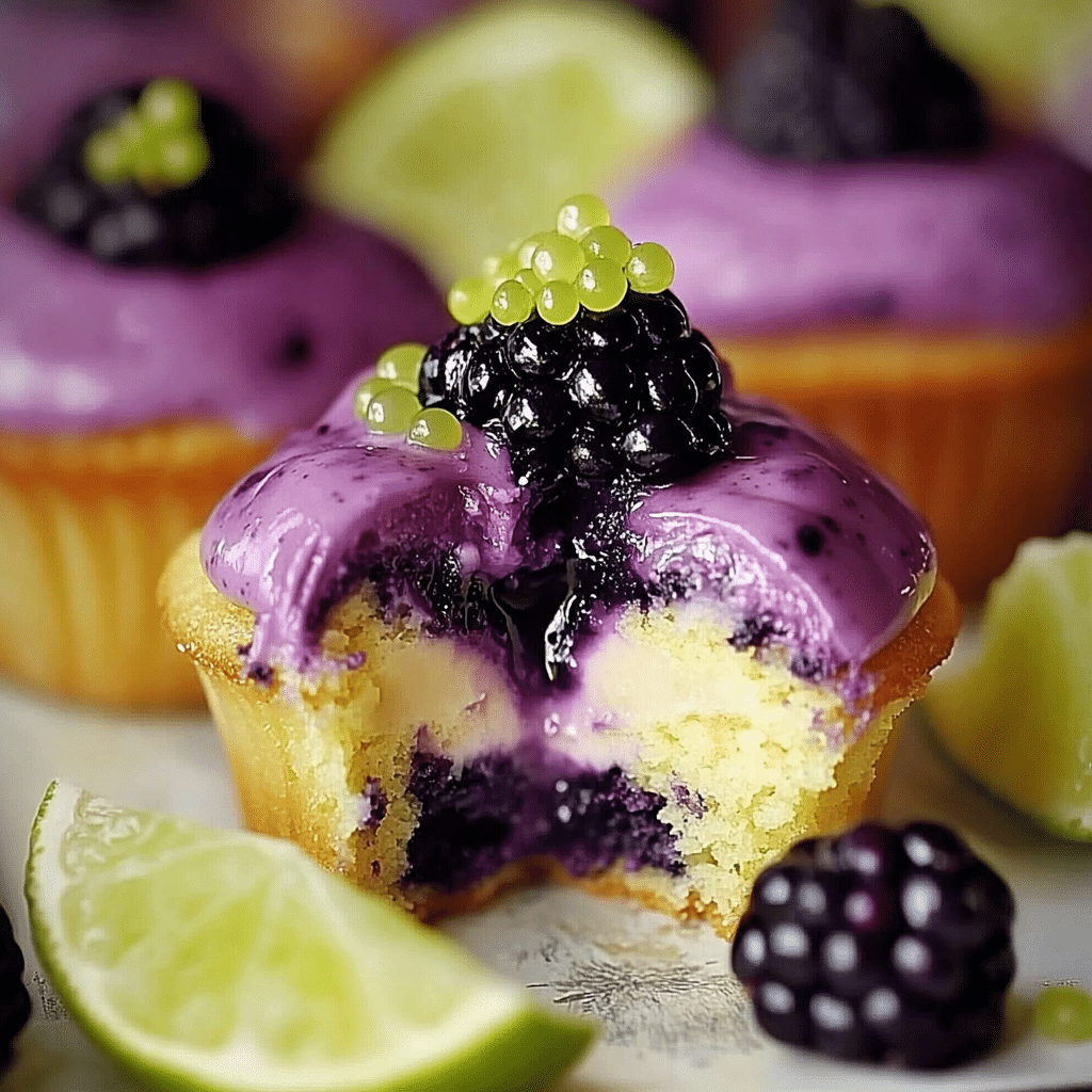 Decadent Blackberry Lime Cheesecake Cupcakes