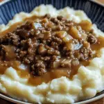 Ground Beef and Gravy Over Mashed Potatoes