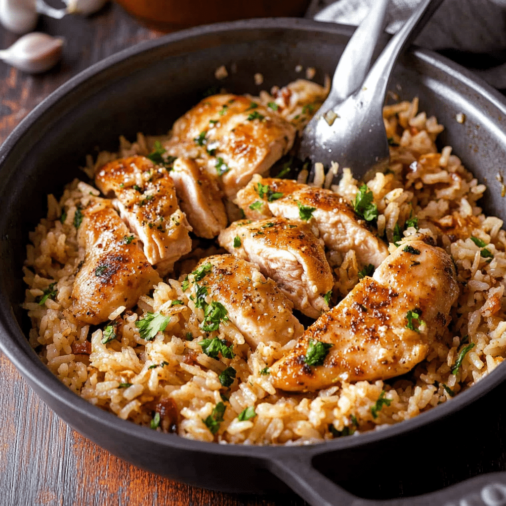 Chicken with Garlic Parmesan Rice