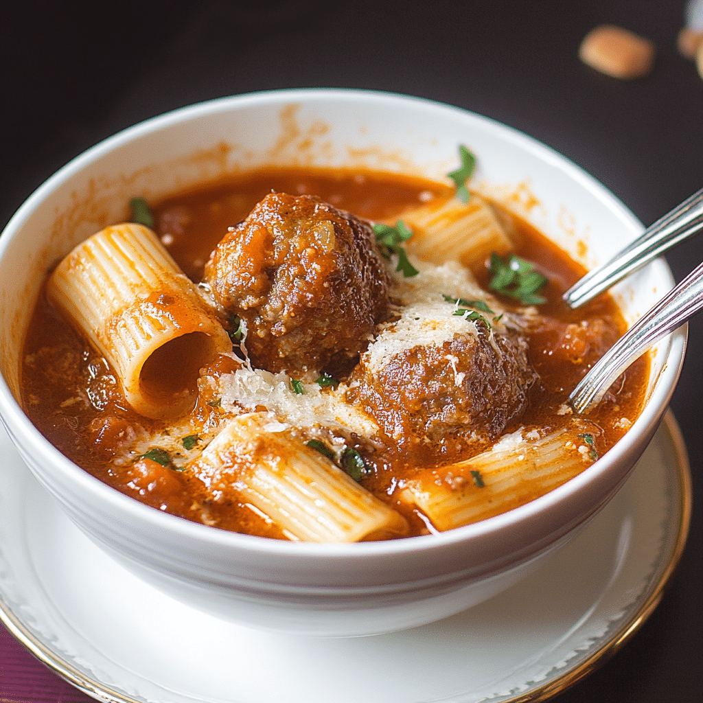 Rigatoni Meatball Soup