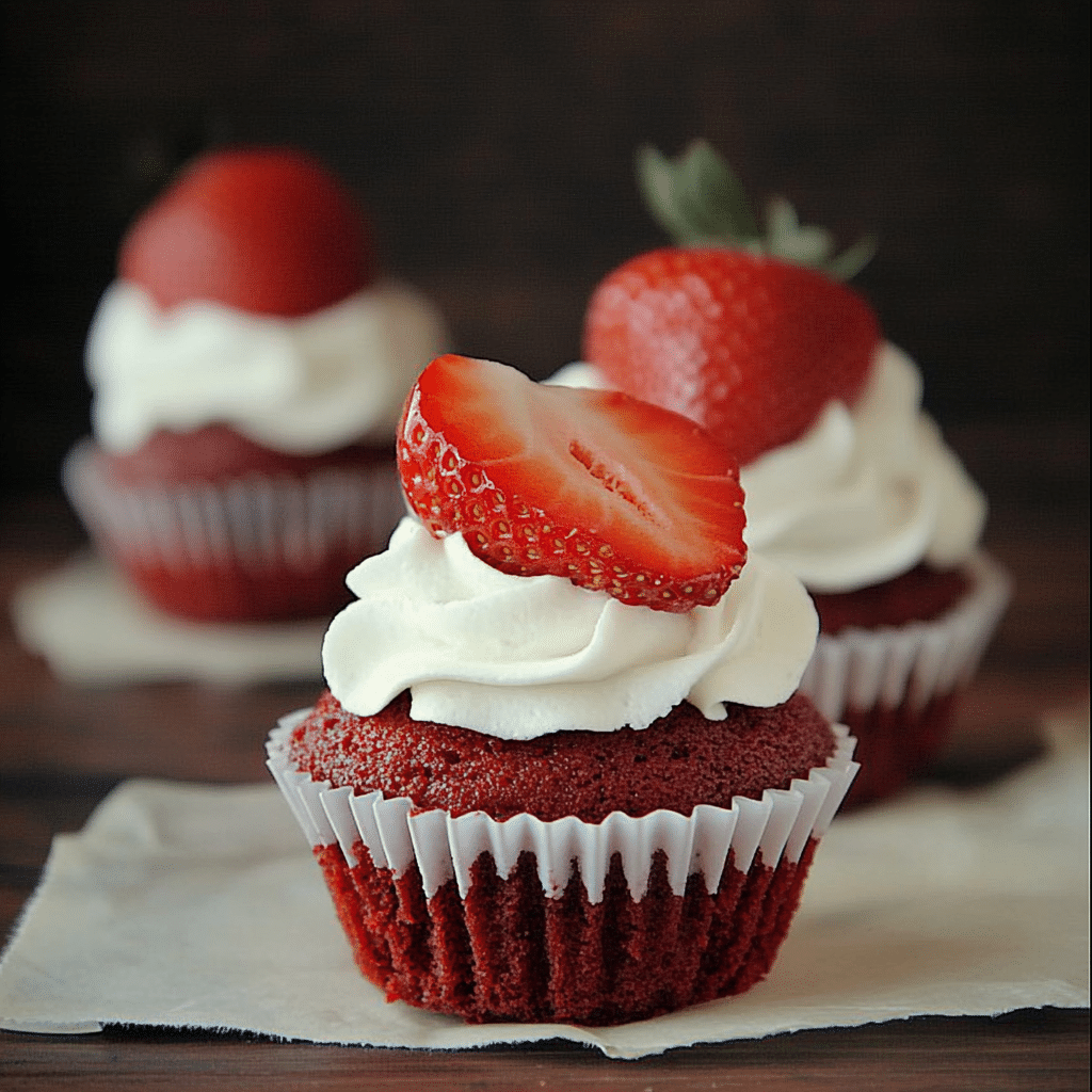 Red Velvet Strawberry Shortcake Cupcakes