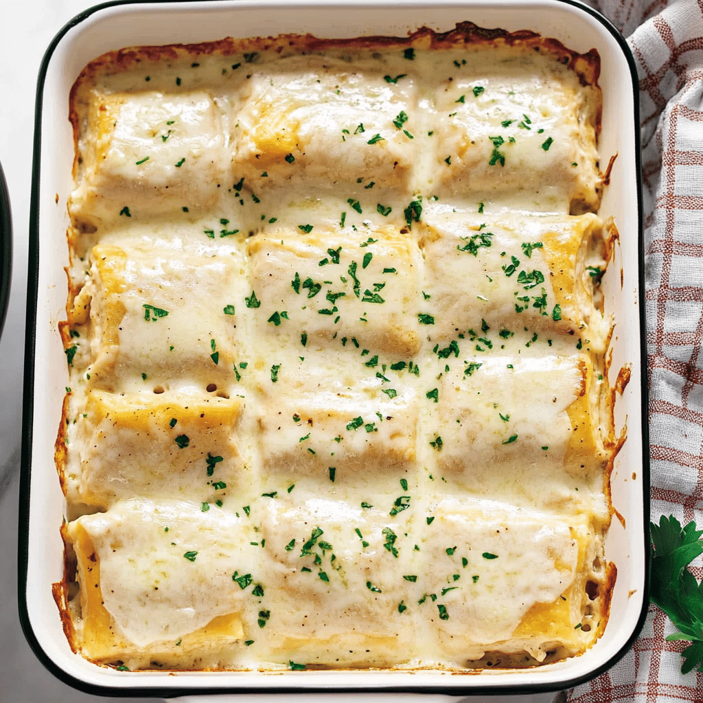 Chicken Alfredo Lasagna Rolls