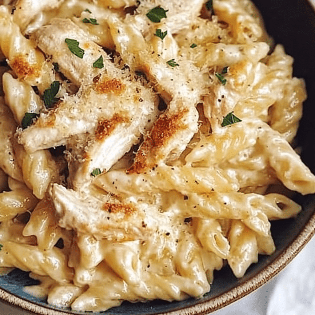 Crockpot Garlic Parmesan Chicken Pasta