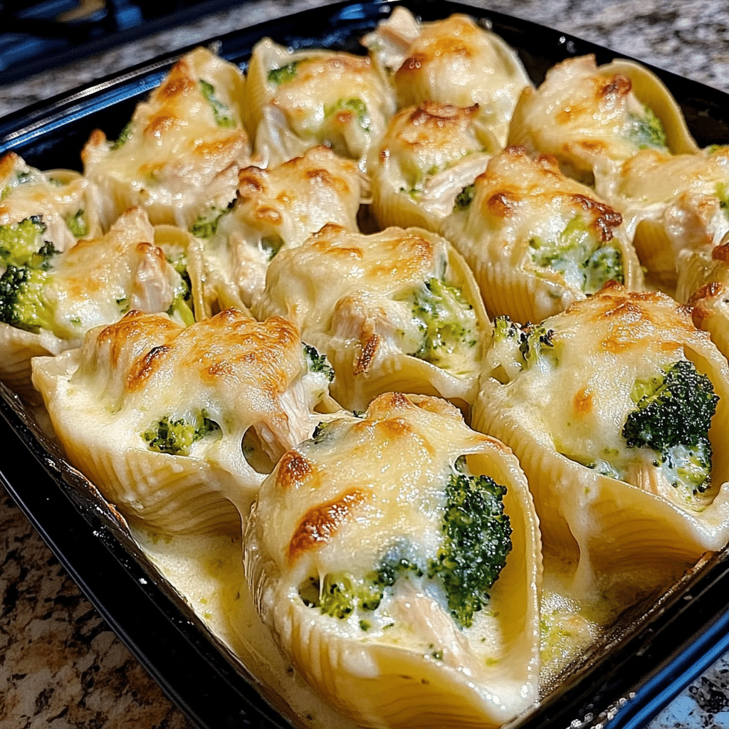 Chicken Broccoli Alfredo Stuffed Shells