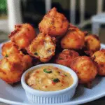 Crispy Crawfish Beignets with Jalapeño Cheddar Dip