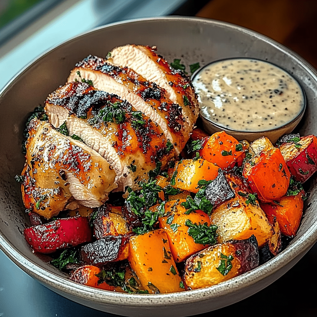 Honey Mustard Glazed Chicken with Roasted Vegetables
