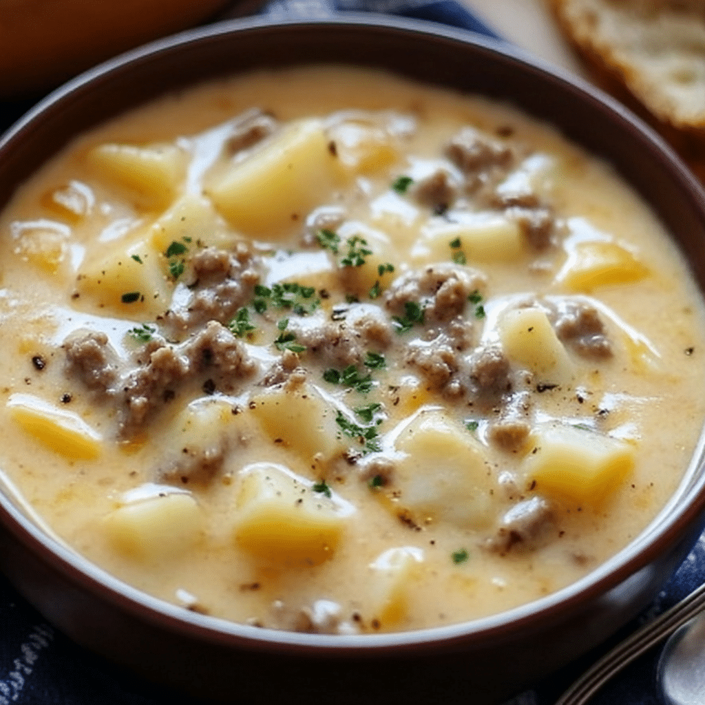 Cheesy Hamburger Potato Soup