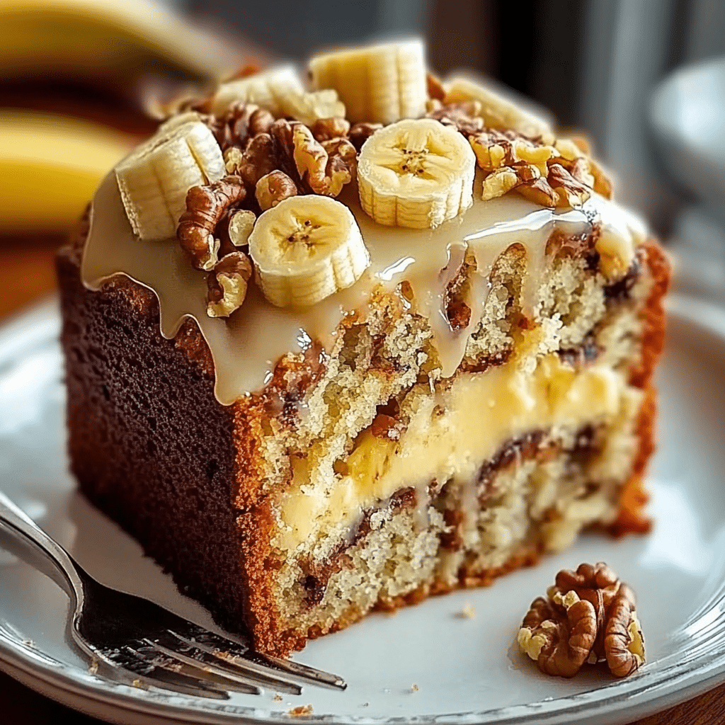 Luscious Vanilla Banana Walnut Cake
