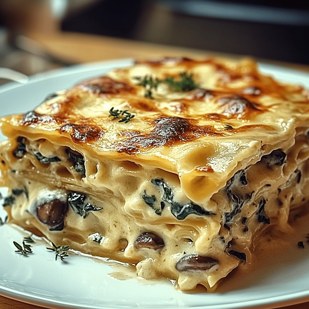 Creamy Spinach & Mushroom Lasagna