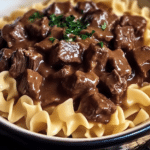 Crockpot Beef Tips & Noodles