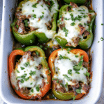 Easy Keto Philly Cheesesteak Stuffed Peppers