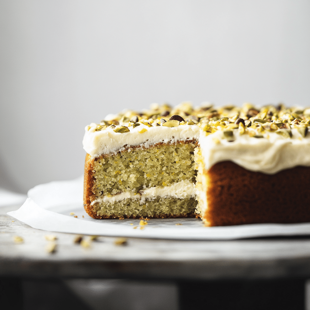 Lemon Pistachio Cake with Mascarpone Frosting