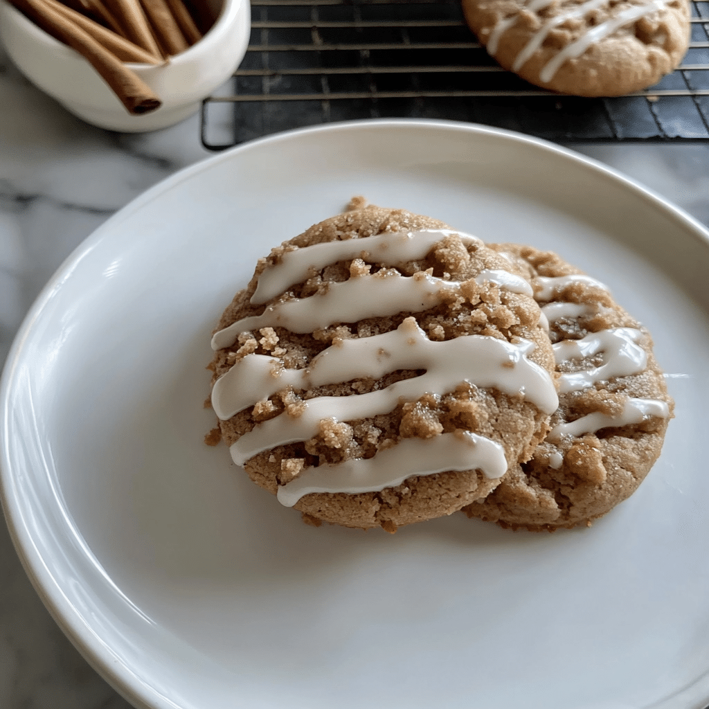 Delightfully Spiced Coffee Cake Cookies with Crunchy Crumble and Sweet Vanilla Drizzle