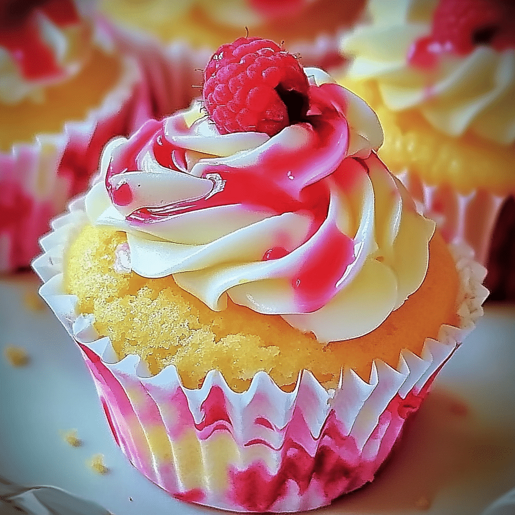 Luscious Lemon Raspberry Swirl Cupcakes