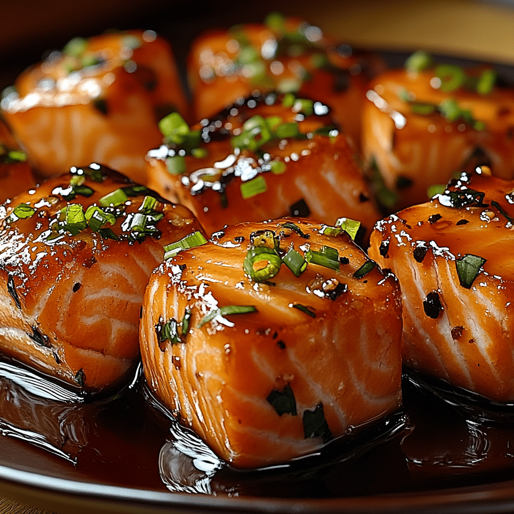Honey Butter Garlic Glazed Salmon Bites