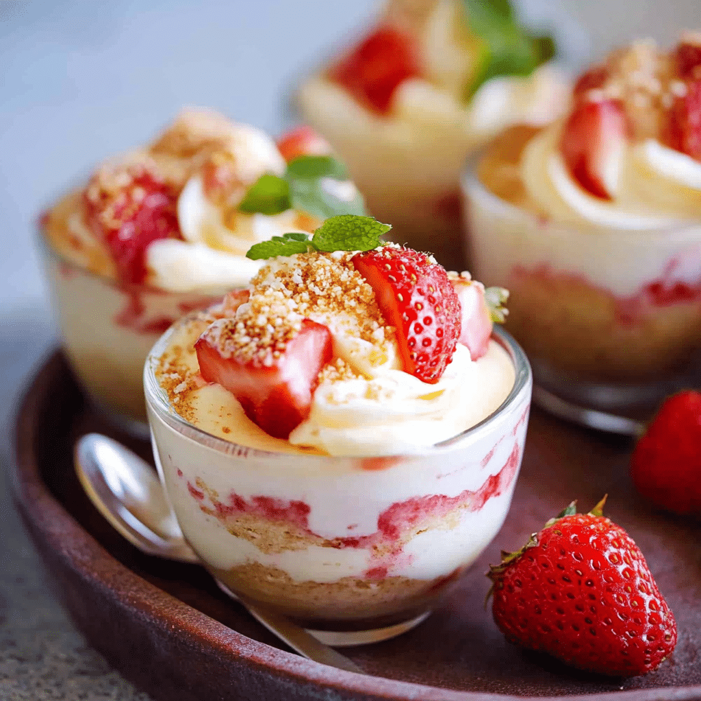Strawberry Shortcake Pudding Cups