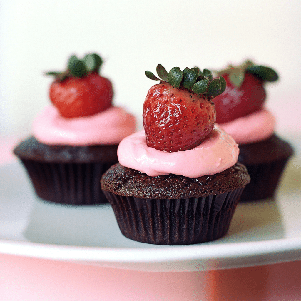 Dark Chocolate and Strawberry Cupcakes