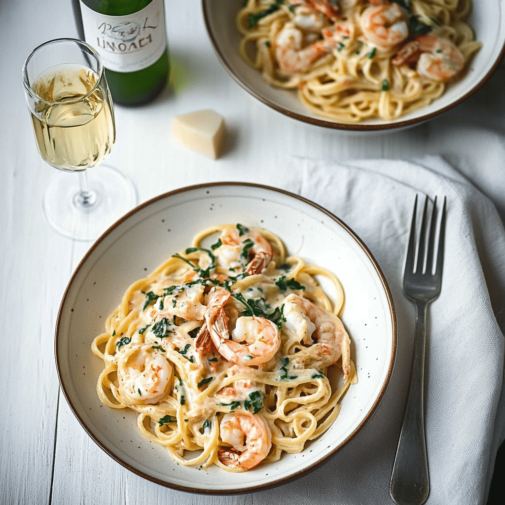 Creamy Tuscan Shrimp Linguine