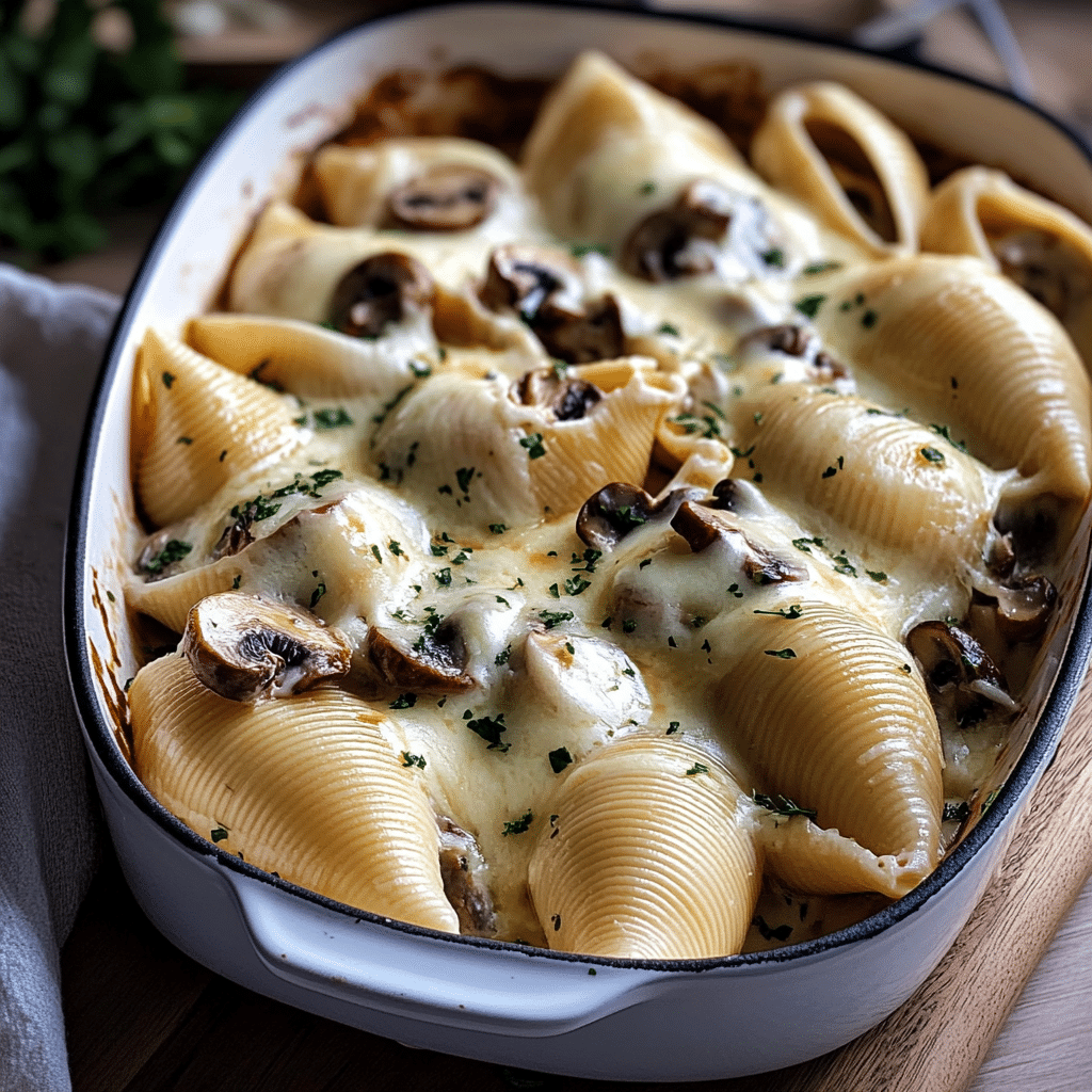 Creamy Garlic Mushroom Stuffed Shells