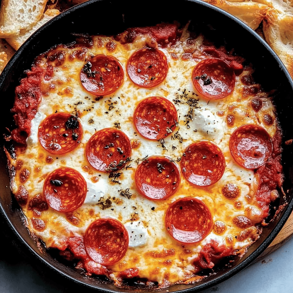 Pepperoni and Cream Cheese Pizza Dip