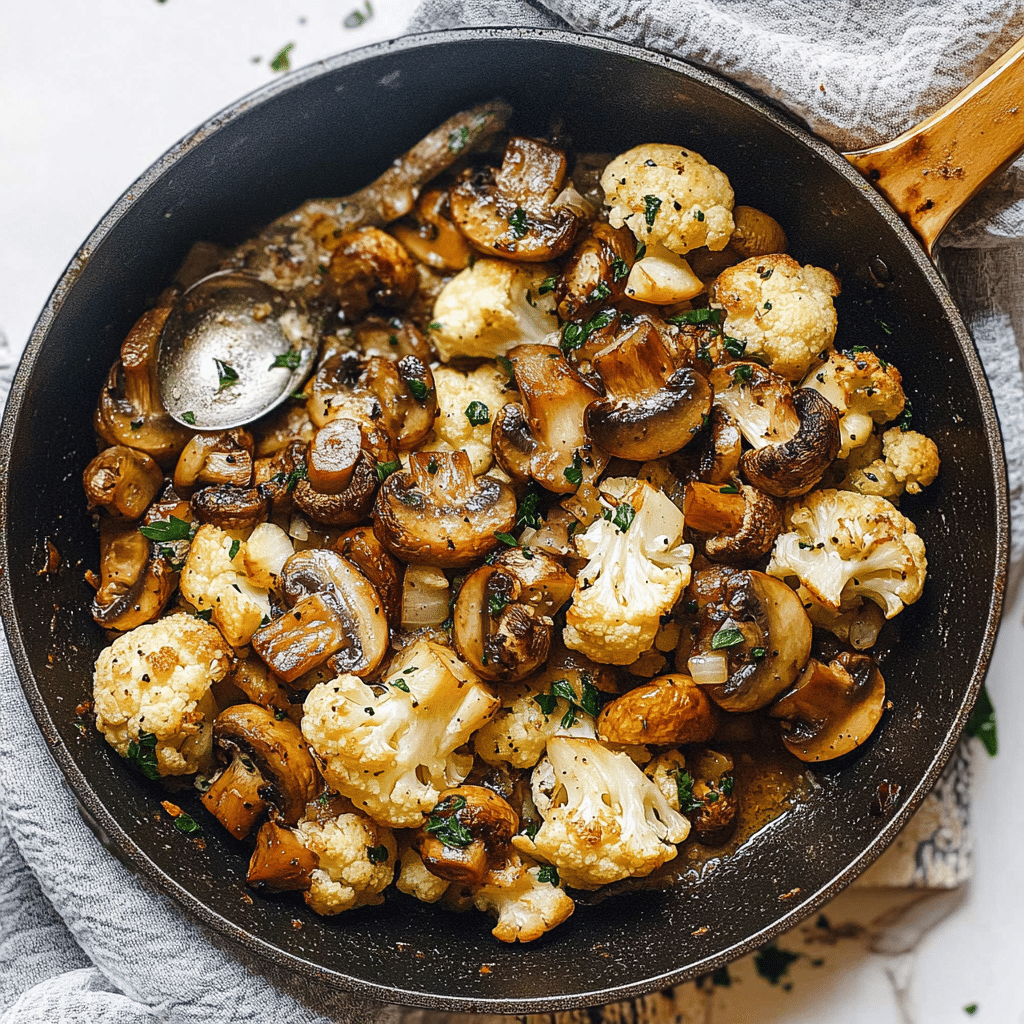 Garlic Mushrooms Cauliflower Skillet