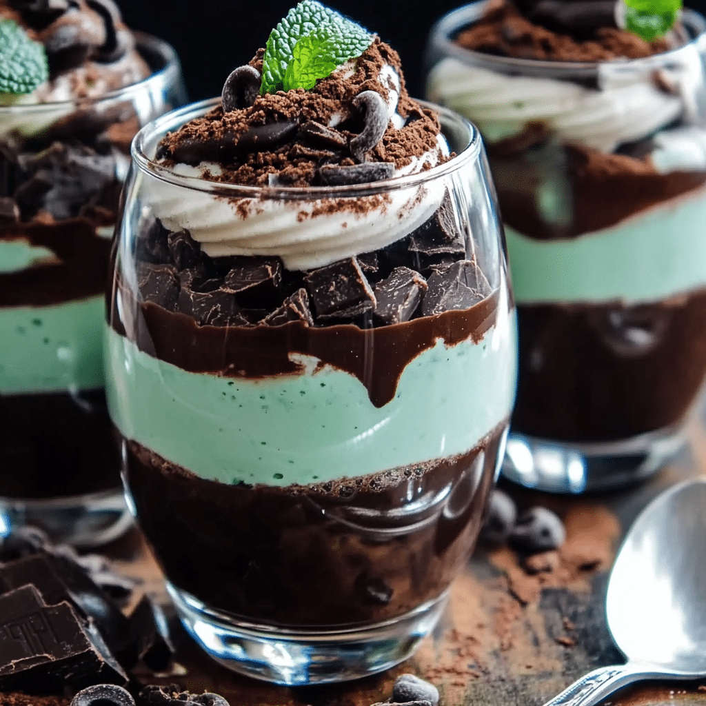 Baileys Chocolate Mint Pudding Parfaits