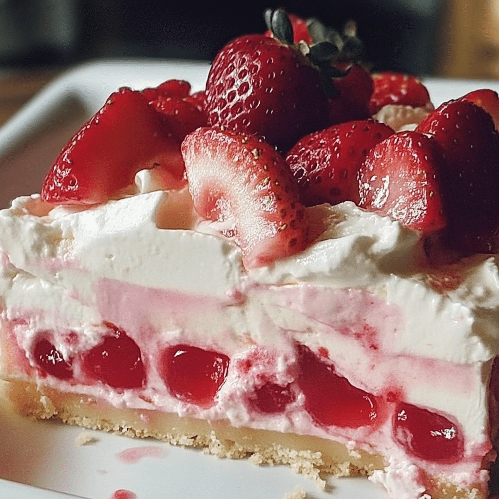 No-Bake Strawberry Jello Lasagna
