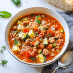 Healthy Zucchini Tomato Italian Sausage Soup