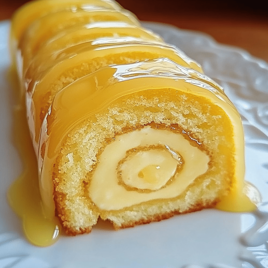 Luscious Lemon Cream Roll Cake with Lemon Glaze