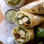 Pesto Chicken and Avocado Bacon Salad Wraps