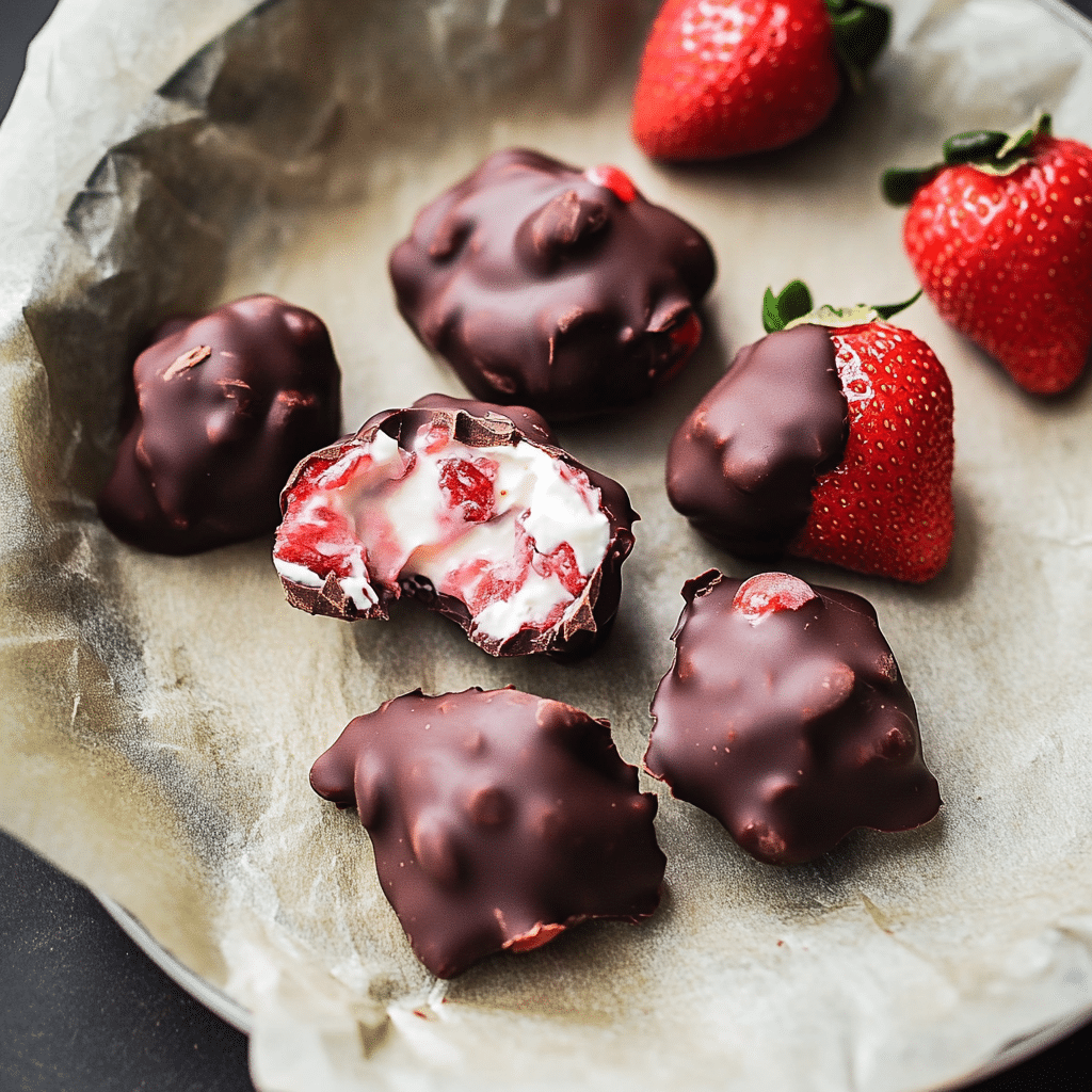 Chocolate-Covered Strawberry Yogurt Clusters