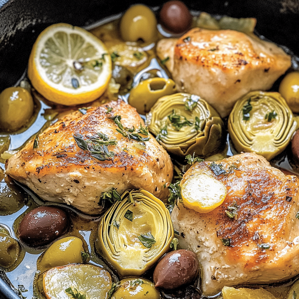 Mediterranean Lemon Chicken with Artichokes & Olives