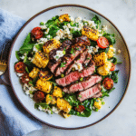 Balsamic Steak Gorgonzola Salad with Grilled Corn