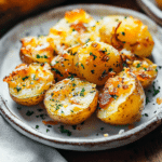 Easy Crispy Crushed Garlic Potatoes